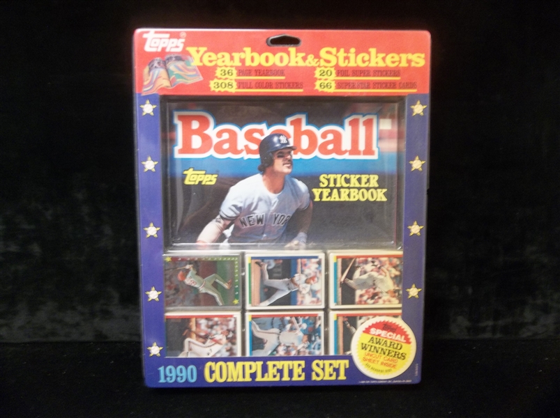 1990 Topps Bsbl. Yearbook Stickers- 1 Complete Retail Set with Book, Stickers and Special Award Winners 6 card uncut Sheet