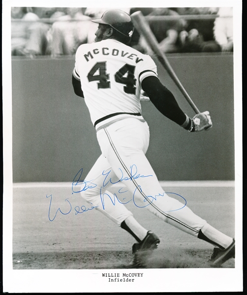 Autographed Willie McCovey San Francisco Giants MLB B/W Bsbl. 8” x 10” Photo- SGC Certified