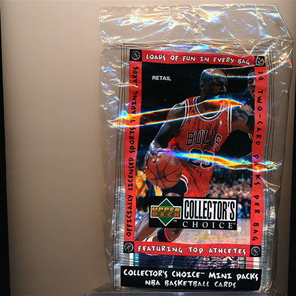 1997-98 Collector’s Choice Bskbl.- One 20 Two Card Packs in Retail Cello Hanger Bag featuring Michael Jordan