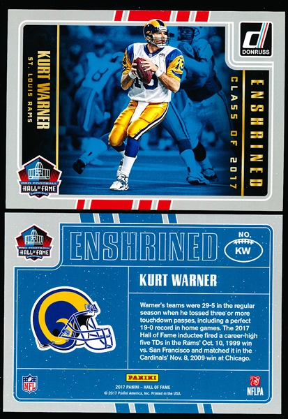 2017 Panini Ftbl. “Enshrined” Promo 5” x 7” #KW Kurt Warner- 10 Cards