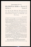 1936 Sammelwerk Nr.14 “Olympia 1936- Band II” Bild #31, Gruppe 57- Jesse Owens wins 100 Meters