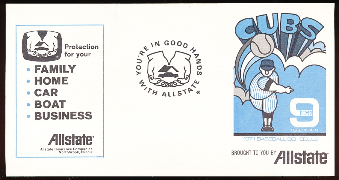 1971 Allstate/WGN Chicago Cubs MLB Unfolded Schedule