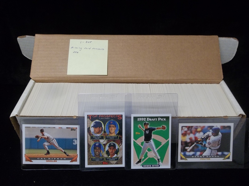 1993 Topps Baseball Near Set- 824 of 825