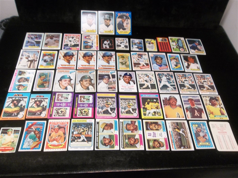 Reggie Jackson- 50 Diff.- Asst. brands & years- Mostly 1972 thru ’81 issues