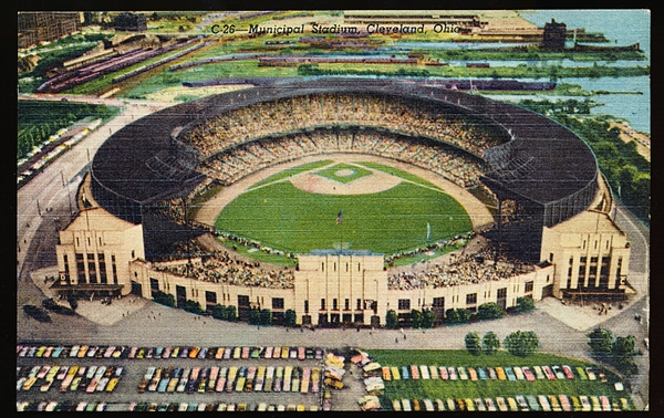 George K. Klein News Co. “C-26, 5C-H697- Municipal Stadium, Cleveland, Ohio” Linen Postcard