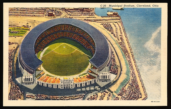 George K. Klein News Co. “4B-H1241, C-26- Municipal Stadium, Cleveland, Ohio” Linen Postcard