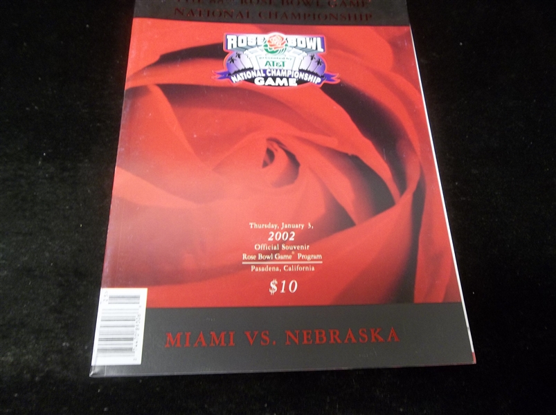 January 3, 2002 Rose Bowl/National Championship Game NCAA Ftbl. Program- Miami vs. Nebraska