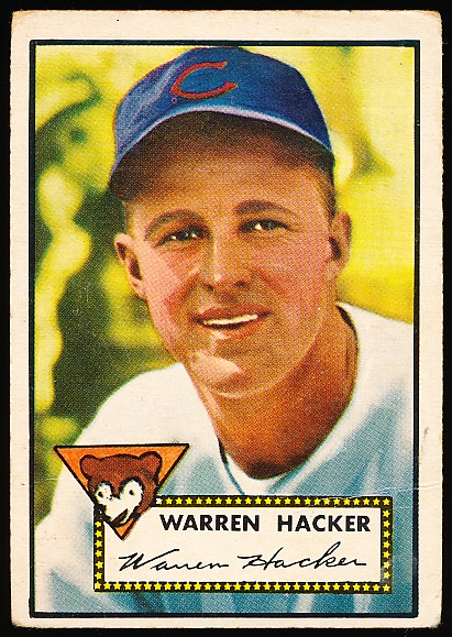 1952 Topps Baseball- #324 Warren Hacker, Cubs- Hi# 