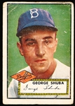 1952 Topps Baseball- #326 George Shuba, Brooklyn- Hi#