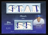 2008 Topps Sterling Bb- “Stardom Relics Six Sterling Silver”- #6SS-76 Ernie Banks, Cubs- 1 of 1