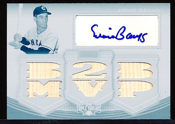 2010 Topps Triple Threads Bb- “Autographs Relics White Whale Printing Plates”- #TTAR-250 Ernie Banks, Cubs- 1 of 1