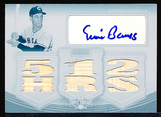 2010 Topps Triple Threads Bb- “Autographs Relics White Whale Printing Plates”- #TTAR-251 Ernie Banks, Cubs- 1 of 1