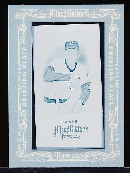 2013 Topps Gypsy Queen Bb- “Cyan Mini Framed Printing Plate”- #25 Ernie Banks, Cubs- 1 of 1