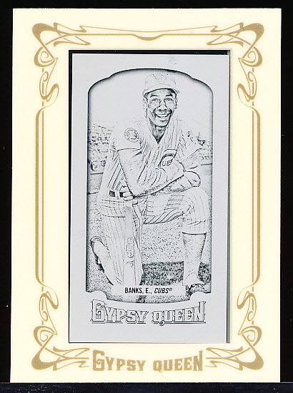 2014 Topps Gypsy Queen Bb- “Black Mini Framed Printing Plate”- #111 Ernie Banks, Cubs- 1 of 1