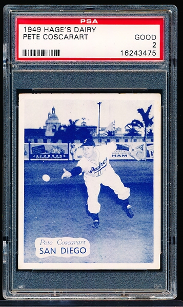 1949 Hage’s Dairy PCL Bb-Pete Coscarart, San Diego- PSA 2 (Good)