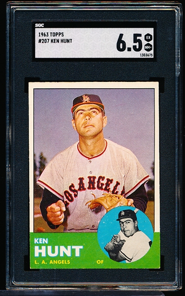 1963 Topps Baseball- #207 Ken Hunt, Angels- SGC 6.5 (Ex-Nm)