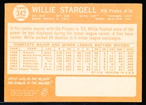 1964 Topps Bb- #342 Willie Stargell, Pirates