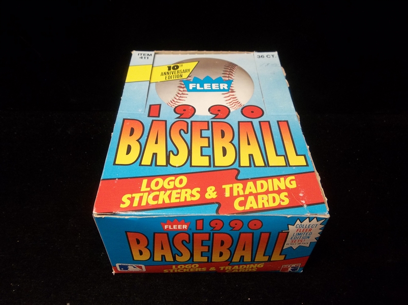 1990 Fleer Baseball- One Unopened Wax Box- 36 packs