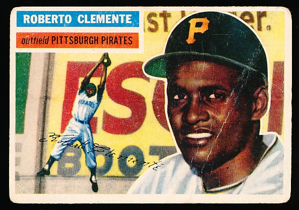 1956 Topps Bb- #33 Roberto Clemente, Pirates- White Back