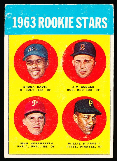 1963 Topps Bb- #553 Willie Stargell RC- Hi#