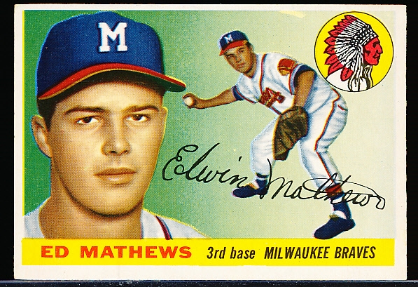 1955 Topps Bb- #155 Eddie Mathews, Braves