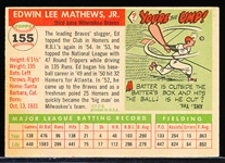 1955 Topps Bb- #155 Eddie Mathews, Braves