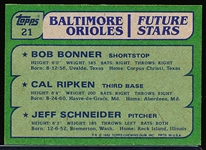1982 Topps Bb- #21 Cal Ripken RC