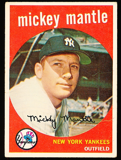 1959 Topps Bb- #10 Mickey Mantle, Yankees