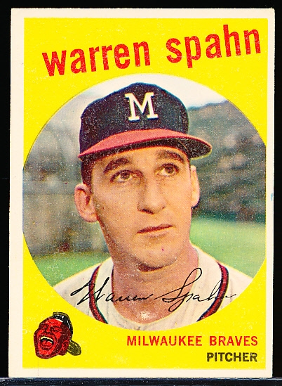 1959 Topps Bb- #40 Warren Spahn, Braves- “21” Back