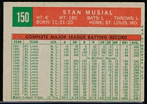 1959 Topps Bb- #150 Stan Musial, Cardinals