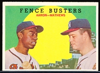 1959 Topps Bb- #212 Aaron/ Mathews- Gray Back