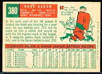 1959 Topps Bb- #380 Hank Aaron, Braves