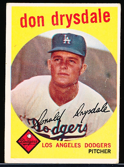 1959 Topps Bb- #387 Don Drysdale, Dodgers