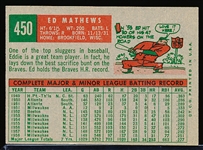 1959 Topps Bb- #450 Ed Mathews, Braves