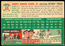 1954 Topps Bb- #25 Harvey Kuenn RC, Tigers