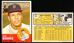 1963 Topps Bb- #224 Mike Roarke, Tigers- 2 Cards