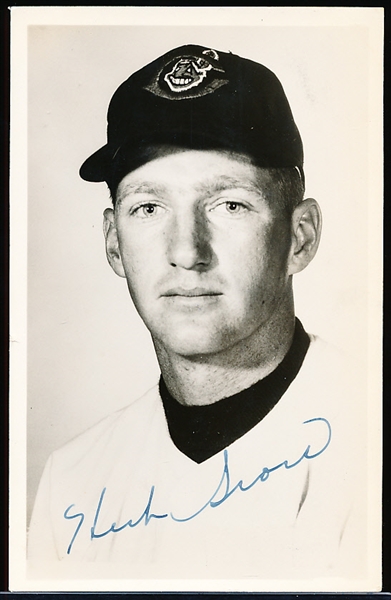 Autographed July 20, 1955 Cleveland Indians Team Issued B/W Postcard- Herb Score