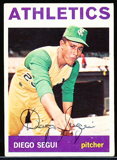 Autographed 1964 Topps Bsbl. #508 Diego Segui, A’s