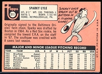 1969 Topps Bsbl. #311 Sparky Lyle RC