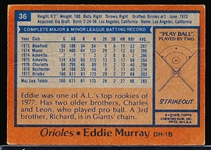 1978 Topps Bsbl. #36 Eddie Murray RC