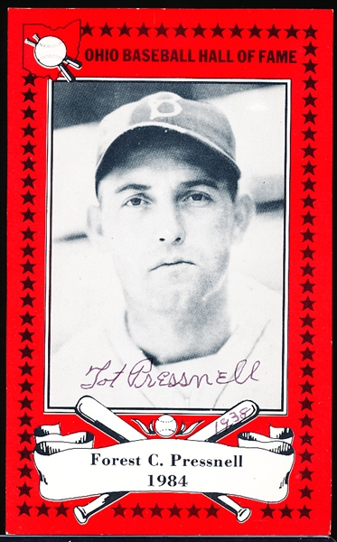Autographed 1984 Ohio Baseball Hall of Fame #70 Tot Pressnell