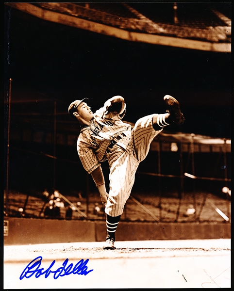 Autographed Bob Feller Cleveland Indians MLB B/W 8” x 10” Photo