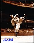 Autographed Bob Feller Cleveland Indians MLB B/W 8” x 10” Photo