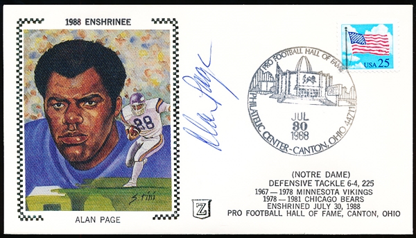 Autographed July 30 1988 Z-Cachet Pro Football Hall of Fame Induction Envelope- Alan Page