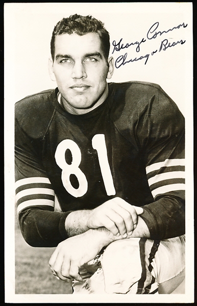 Autographed George Connor Chicago Bears B/W 3-½” x 5-½” Photo