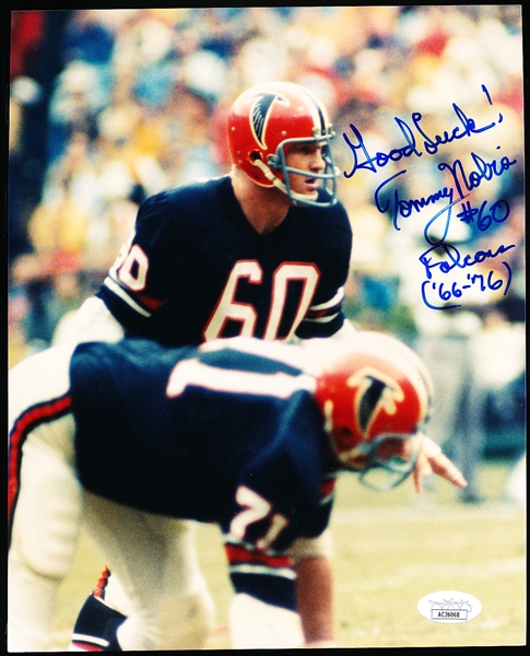Autographed & Inscribed Tommy Nobis Atlanta Falcons NFL Color 8” x 10” Photo- JSA Authenticated