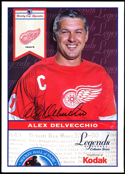 Autographed Kodak Hockey Legends Detroit Red Wings NHL Color 5” x 7” Photo- Alex Delvecchio