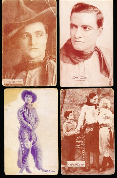 1920’s Tom Mix Postcard-Backed Exhibit/Arcade Cards- 4 Diff.