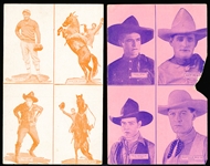1920’s 4-in-One Postcard Backed Western Stars Exhibit Cards with Tom Mix! 2 Diff.
