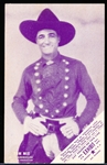 1926 Exhibit Supply Co. Coupon Cornered (Front) Blank-Backed Purple Tint Tom Mix in “Hardboiled” Exhibit Card